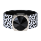 Ring Black & White Wellen Kautschuk Silber plated . Crystal Jet