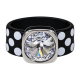 Ring Black & White Wellen Kautschuk Silber plated . Crystal Crystal