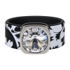 Ring Black & White Floral Kautschuk Silber plated ....