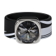 Ring Black & White Zebra Kautschuk Silber plated . Crystal Black Diamond