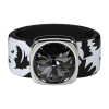 Ring Black & White Floral Kautschuk Silber plated ....