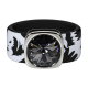 Ring Black & White Floral Kautschuk Silber plated . Crystal Black Diamond