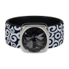 Ring Black & White Wellen Kautschuk Silber plated ....