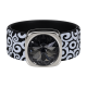 Ring Black & White Wellen Kautschuk Silber plated . Crystal Black Diamond