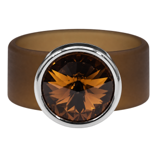 Ring Belt Kautschuk Silber plated . Smoked Topaz