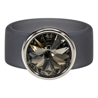 Ring Belt Kautschuk Silber plated . Black Diamond