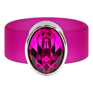 Ring Belt Kautschuk Silber plated . Fuchsia