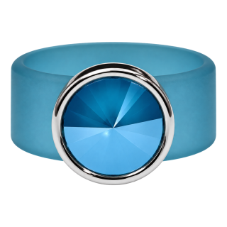 Ring Belt Kautschuk Silber plated . Azure Blue