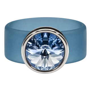 Ring Belt Kautschuk Silber plated . Blue Shade