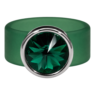 Ring Belt Kautschuk Silber plated . Emerald