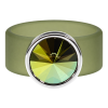 Ring Belt Kautschuk Silber plated . Iridiscent Green