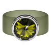 Ring Belt Kautschuk Silber plated . Olivine