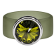 Ring Belt Kautschuk Silber plated . Olivine
