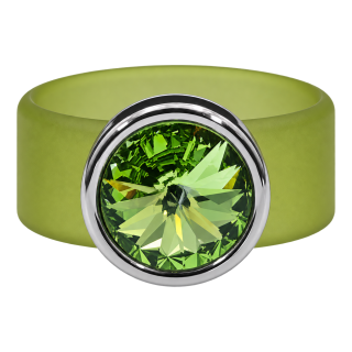 Ring Belt Kautschuk Silber plated . Peridot