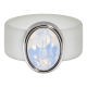 Ring Belt Kautschuk Silber plated . White Opal