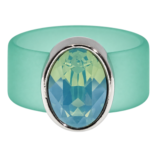 Ring Belt Kautschuk Silber plated . Pacific Opal