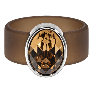 Ring Belt Kautschuk Silber plated . Light Smoke Topaz