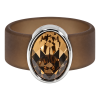 Ring Belt Kautschuk Silber plated . Light Smoke Topaz