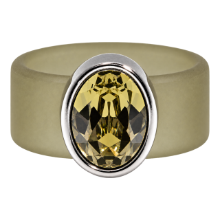 Ring Belt Kautschuk Silber plated . Khaki