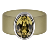 Ring Belt Kautschuk Silber plated . Khaki