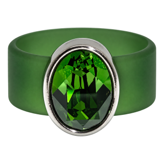 Ring Belt Kautschuk Silber plated . Fern Green