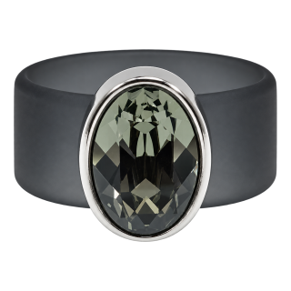 Ring Belt Kautschuk Silber plated . Black Diamond