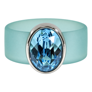 Ring Belt Kautschuk Silber plated . Aquamarine
