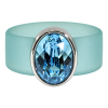 Ring Belt Kautschuk Silber plated . Aquamarine