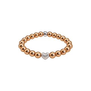 Feengleich Perlenring Bronze mit Herz und Kugel in 925er Sterlingsilber