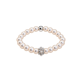 Feengleich Perlenring White Pearl mit Traube und Kugel in 925er Sterlingsilber