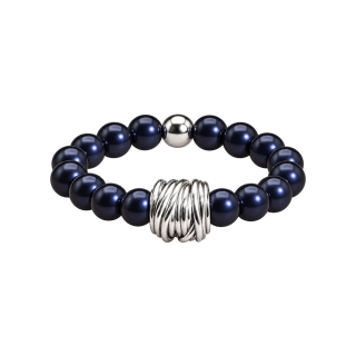 Feengleich Perlenring Night Blue Knoten 925er Sterlingsilber