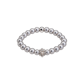 Feengleich Perlenring Light Grey mit Traube und Kugel in 925er Sterlingsilber