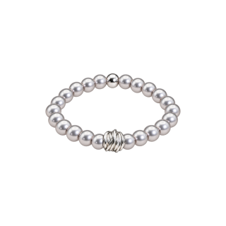 Feengleich Perlenring Light Grey Knoten 925er Sterlingsilber