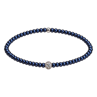 Feengleich Perlenarmband Night Blue mit Pave-Kugel und Kugel in 925er Sterlingsilber