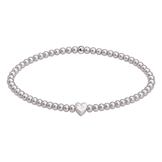 Feengleich Perlenarmband Light Grey Herz 925er Sterlingsilber