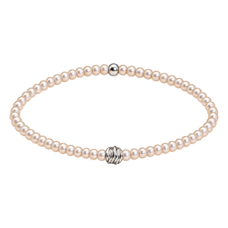 Feengleich Perlenarmband White Pearl Knoten 925er Sterlingsilber