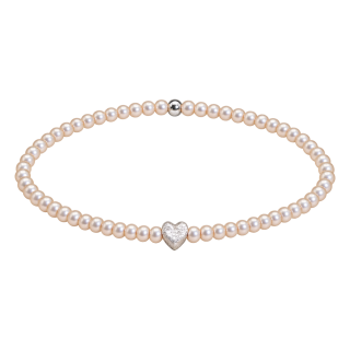 Feengleich Perlenarmband White Pearl Herz 925er Sterlingsilber