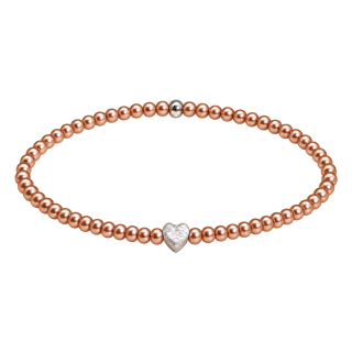 Feengleich Perlenarmband Bronze Herz 925er Sterlingsilber