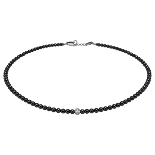 Feengleich Perlencollier Black Pearl mit Pave-Kugel