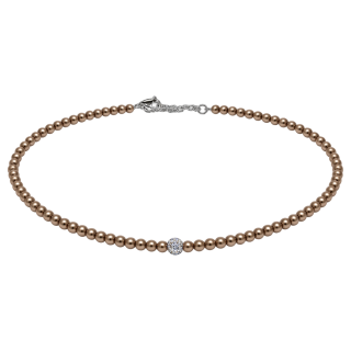 Feengleich Perlencollier Bronze mit Pave-Kugel
