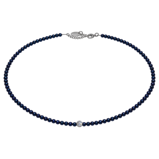 Feengleich Perlencollier Night Blue mit Pave-Kugel
