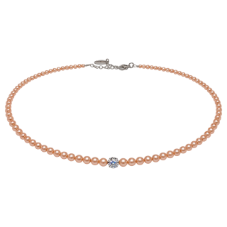 Feengleich Perlencollier Peach mit Pave-Kugel