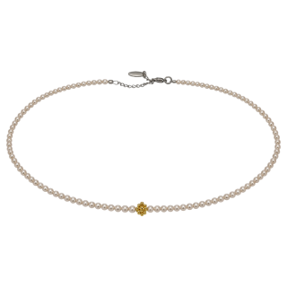 Feengleich Perlencollier White Pearl mit Traube aus vergoldetem 925er Sterlingsilber