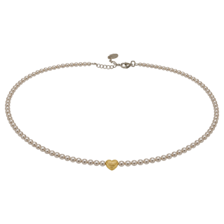 Feengleich Perlencollier Bronze mit Herz aus vergoldetem 925er Sterlingsilber