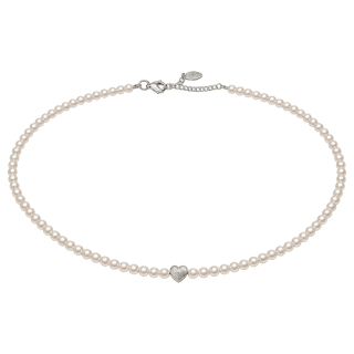 Feengleich Perlencollier White Pearl mit Herz aus 925er Sterlingsilber