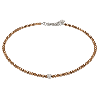 Feengleich Perlencollier Bronze mit Herz aus 925er Sterlingsilber