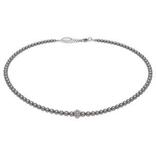 Feengleich Perlencollier Light Grey mitTraubel aus 925er Sterlingsilber