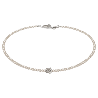 Feengleich Perlencollier White Pearl mit Knoten aus 925er Sterlingsilber