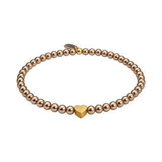 Feengleich Perlenarmband Bronze mit Herz und Kugel aus vergoldeten 925er Sterlingsilber